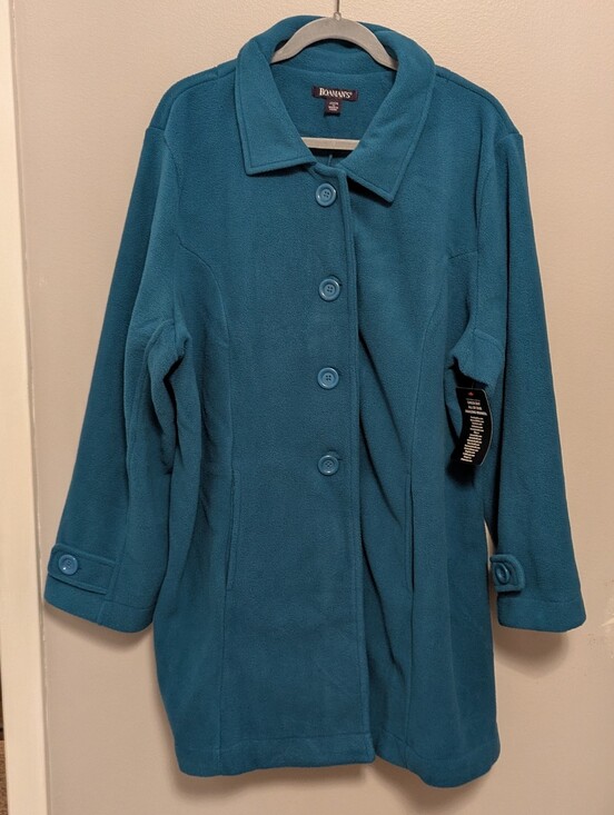Roaman's Jackets & Blazers - NWT Roaman's Teal Felt Pea Coat 1X